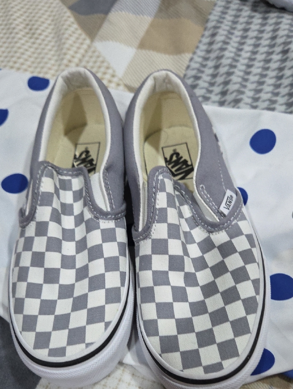 Vans Kids Checkerboard Slip-On Sneakers - Gray & White